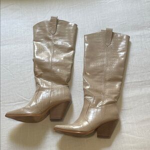 Nasty Gal Tan Croc-Embossed Women's Boots